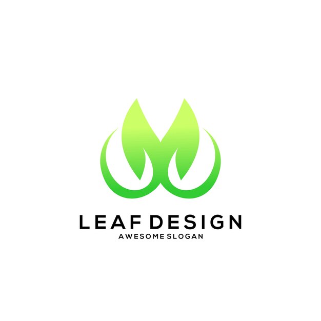 diseño de estilo de gradiente minimalista del logotipo de la hoja