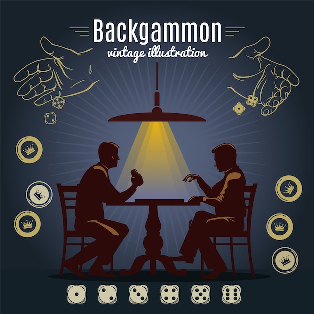 Vector gratuito diseño de estilo vintage de backgammon