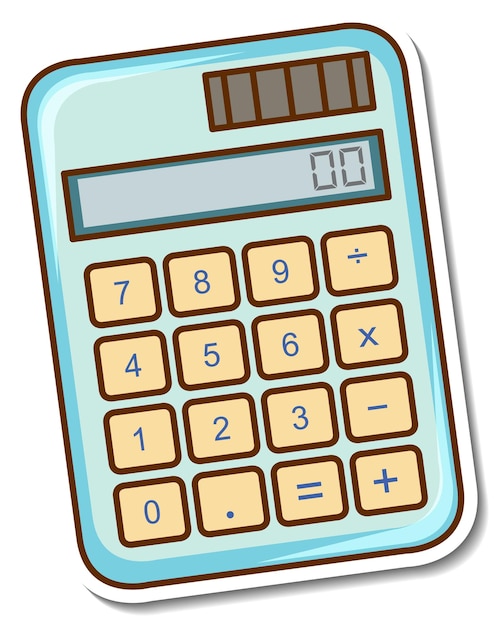 Diseño de etiqueta con una calculadora aislada.