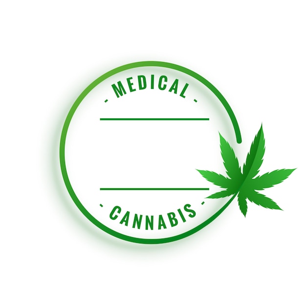 Diseño de etiqueta de cannabis medicinal con hoja.