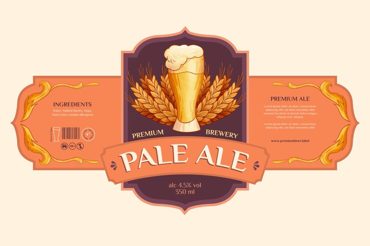 Vector gratuito diseño de etiqueta de cerveza dibujada a mano