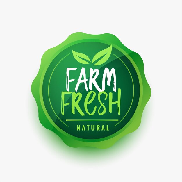 Diseño de etiqueta de comida de hoja verde fresca de granja