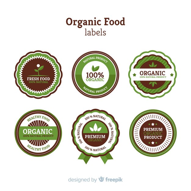 Diseño de etiqueta para comida orgánica, vegetal, ecológica, natural
