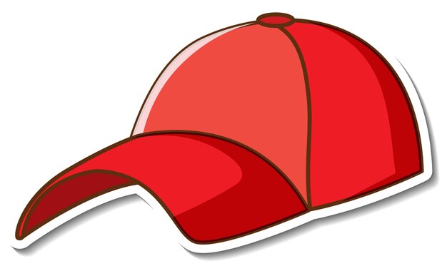 Diseño de etiqueta con gorra de béisbol roja aislada