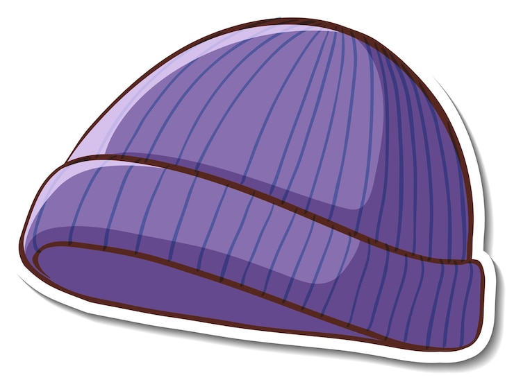 Vector gratuito diseño de etiqueta con gorro púrpura aislado