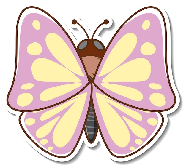 Diseño de etiqueta con hermosa mariposa aislada