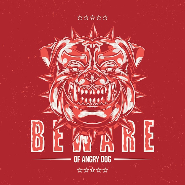Diseño de etiqueta con ilustración de cabeza de pitbull.