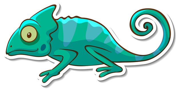 Diseño de etiqueta con lagarto camaleón aislado