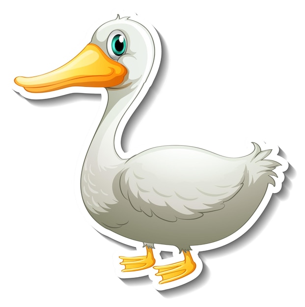 Diseño de etiqueta con lindo personaje de dibujos animados de pato.