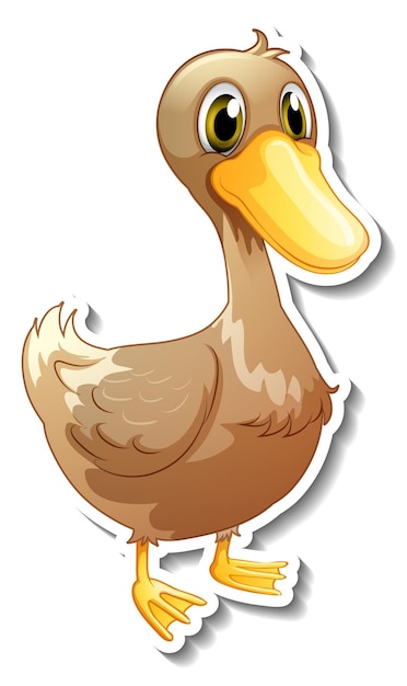 Vector gratuito diseño de etiqueta con lindo personaje de dibujos animados de pato.