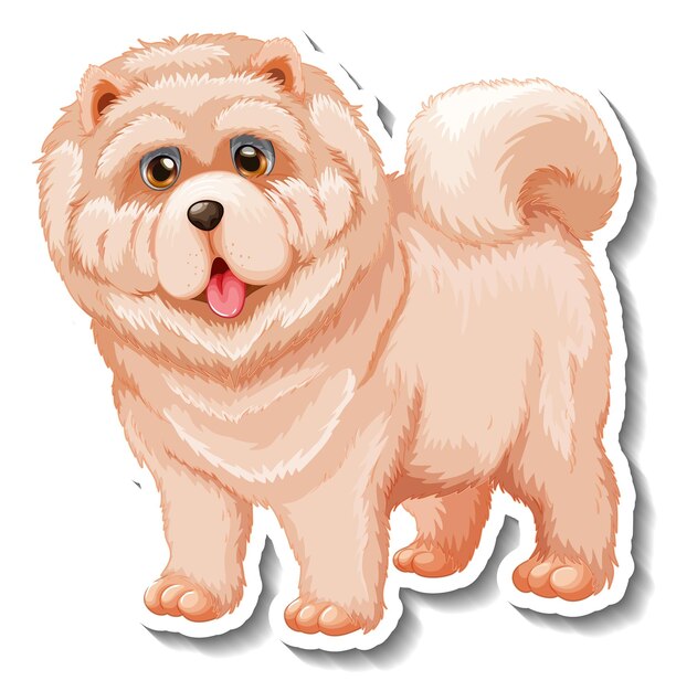 Diseño de etiqueta con perro chow chow aislado