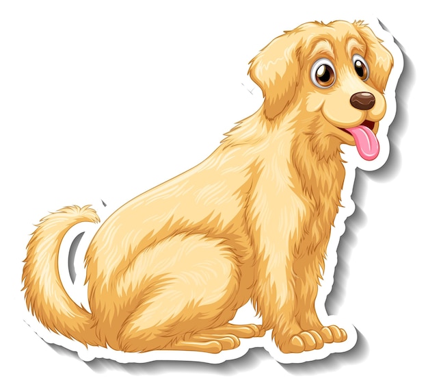 Diseño de etiqueta con perro golden retriever aislado