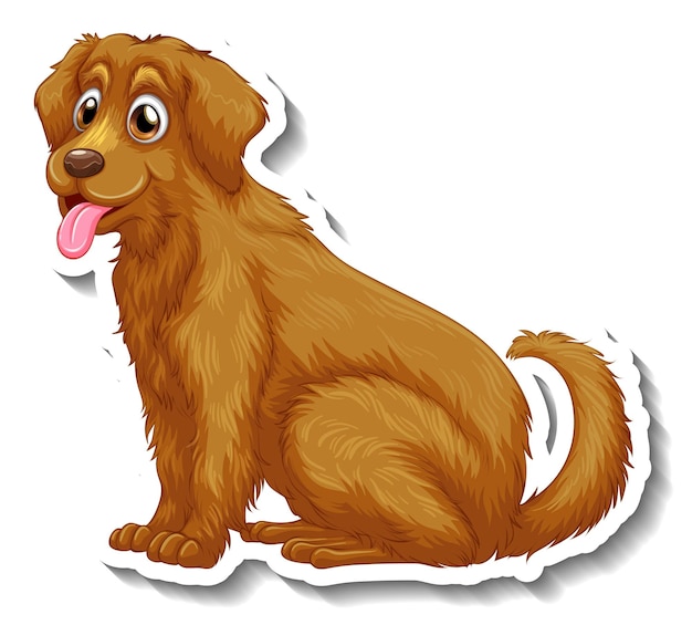 Diseño de etiqueta con perro golden retriever aislado