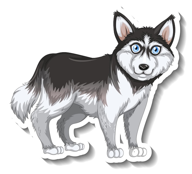 Vector gratuito diseño de etiqueta con perro husky siberiano aislado