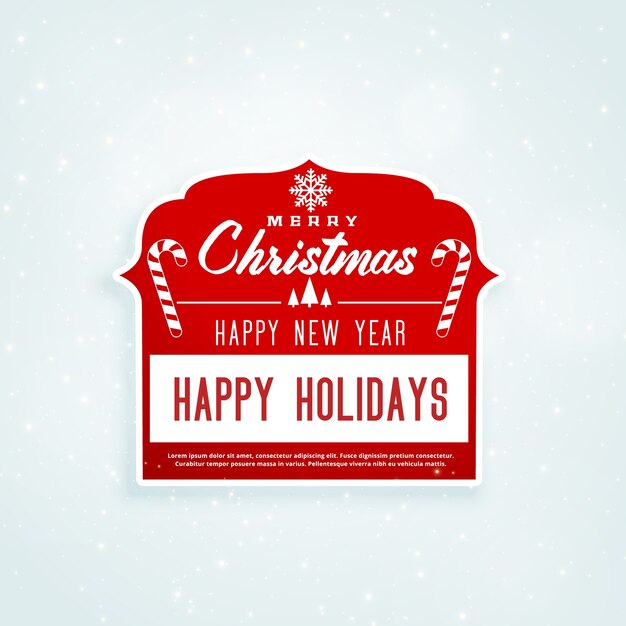 diseño de etiqueta roja Navidad con espacio de texto