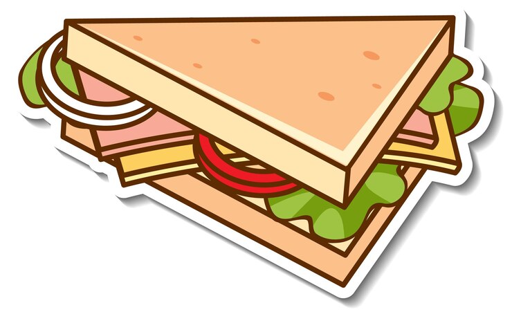 Vector gratuito diseño de etiqueta con un sándwich aislado.