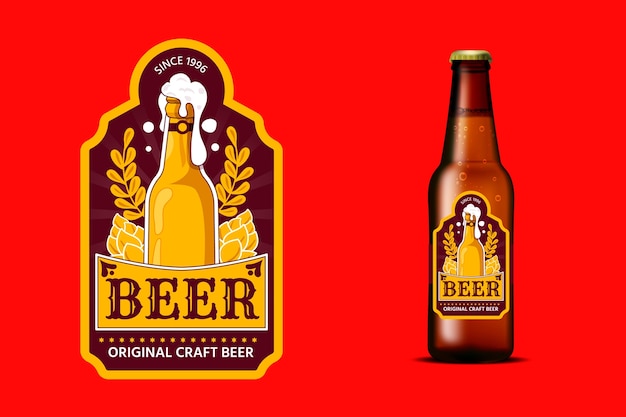 Vector gratuito diseño de etiquetas de cerveza de diseño plano