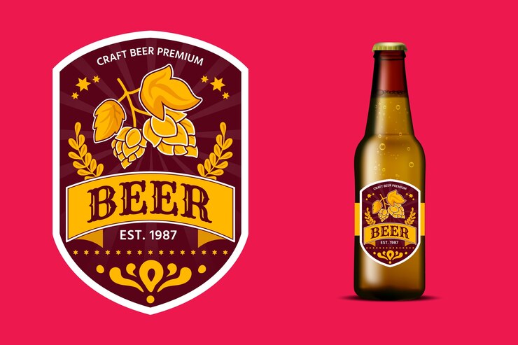 Vector gratuito diseño de etiquetas de cerveza de diseño plano