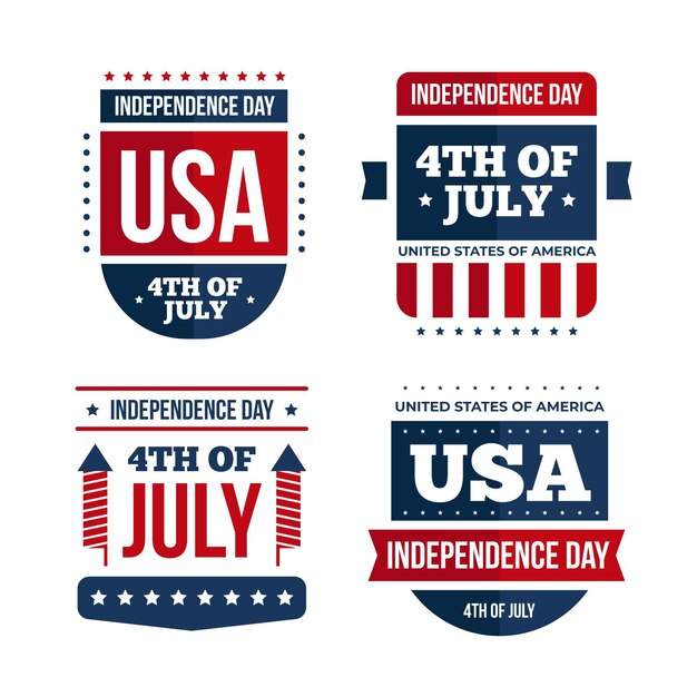 Diseño de etiquetas del día de la independencia