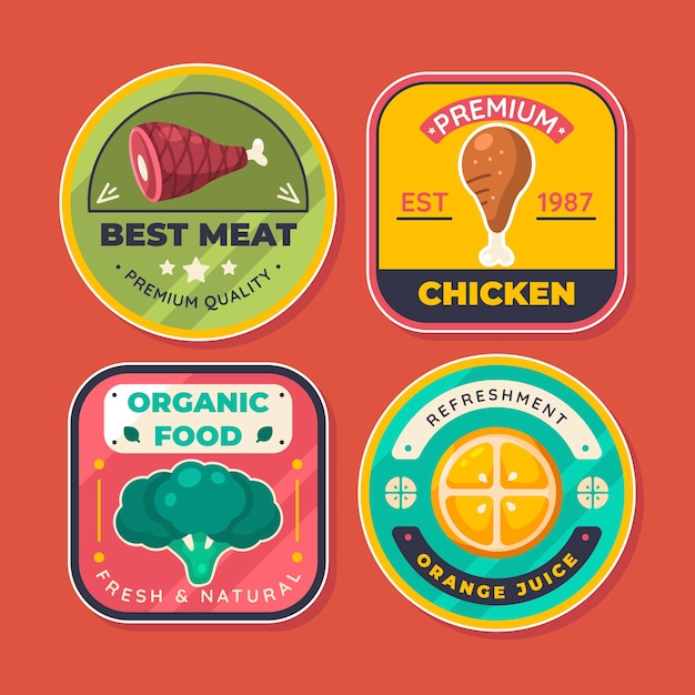 Vector gratuito diseño de etiquetas de recogida de alimentos.