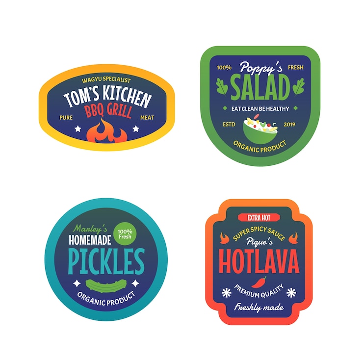 Vector gratuito diseño de etiquetas de recogida de alimentos.