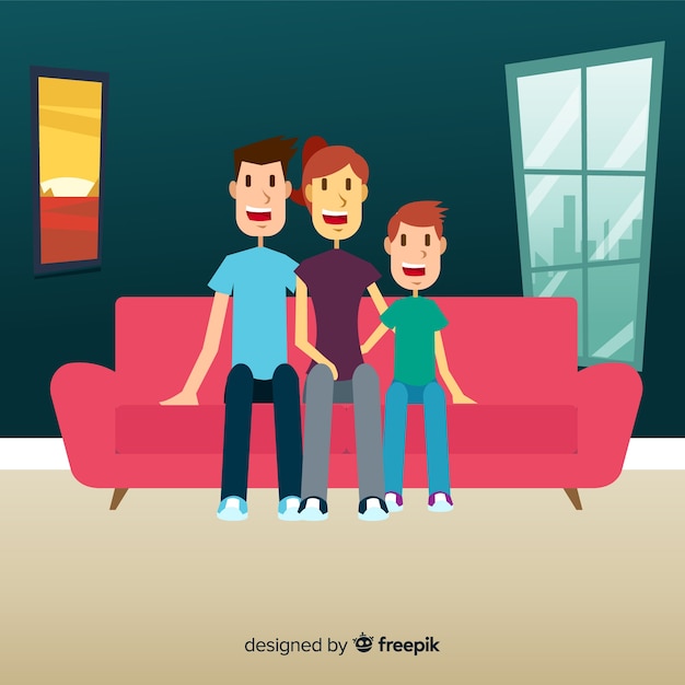 Vector gratuito diseño de familia joven en casa