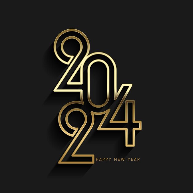 Diseño de Feliz Año Nuevo con diseño de números dorados