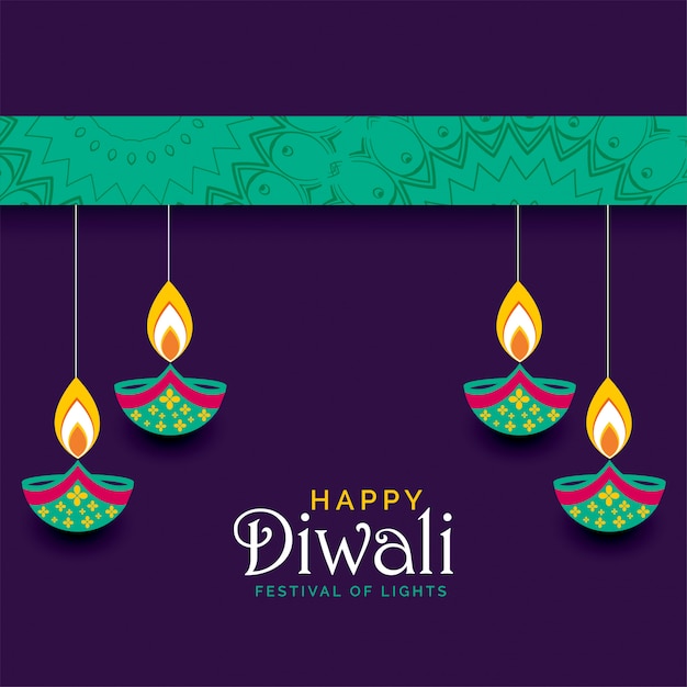 Diseño feliz hermoso del saludo del festival de diwali