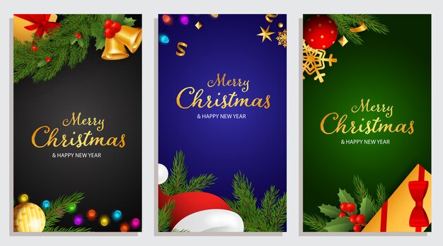 Diseño de feliz Navidad y feliz año nuevo con bayas de acebo