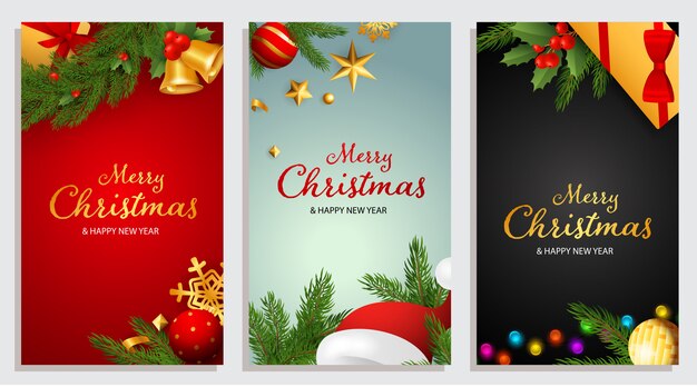 Diseño de feliz Navidad y feliz año nuevo con cascabeles