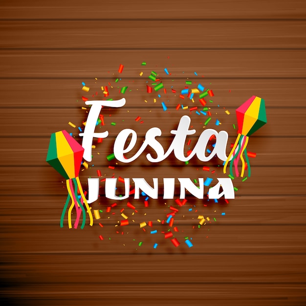 Diseño de festa junina sobre fondo de madera