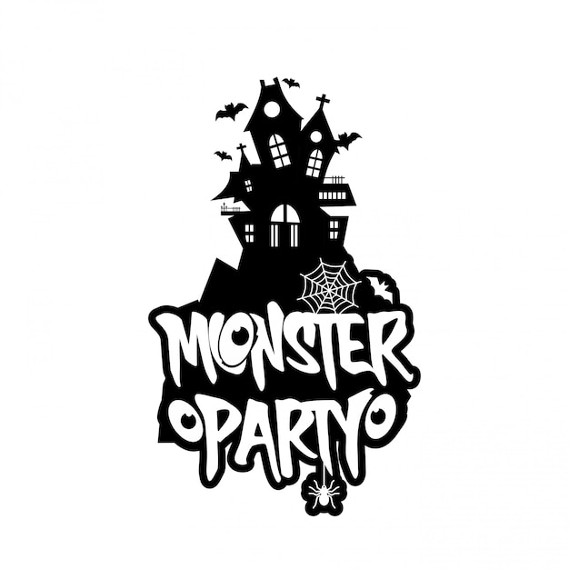 Diseño de fiesta de monstruo con vector de diseño creativo