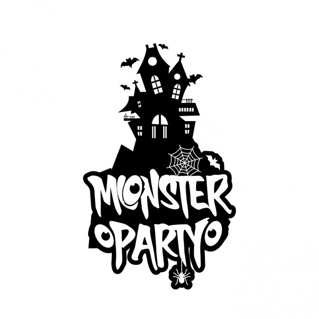 Diseño de fiesta de monstruo con vector de diseño creativo