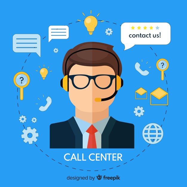 Diseño flat de agente de call center