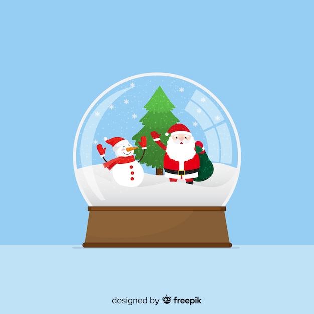 Vector gratuito diseño flat de bola de nieve de navidad