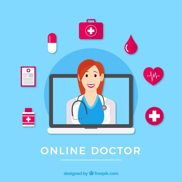 Diseño flat de médico online