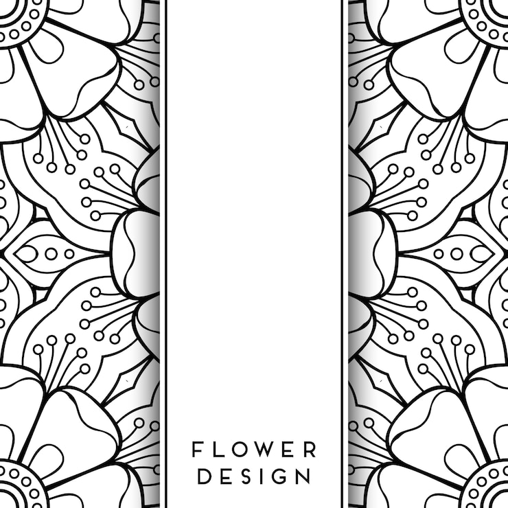 Vector gratuito diseño floral blanco y negro