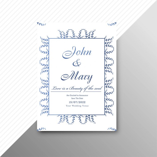 Diseño floral elegante abstracto de la plantilla de la tarjeta de la invitación de la boda