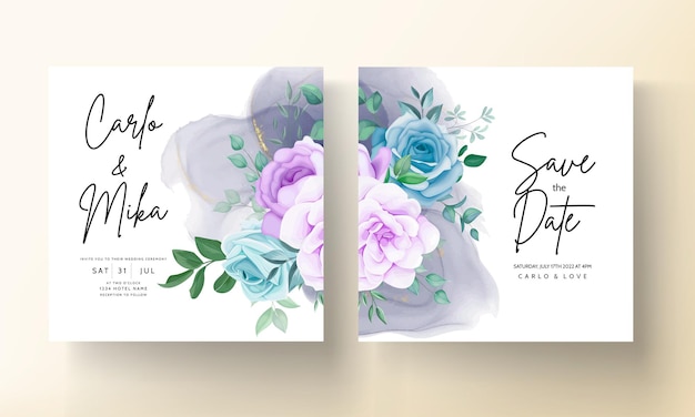 Diseño floral elegante de la invitación de la boda del dibujo de la mano