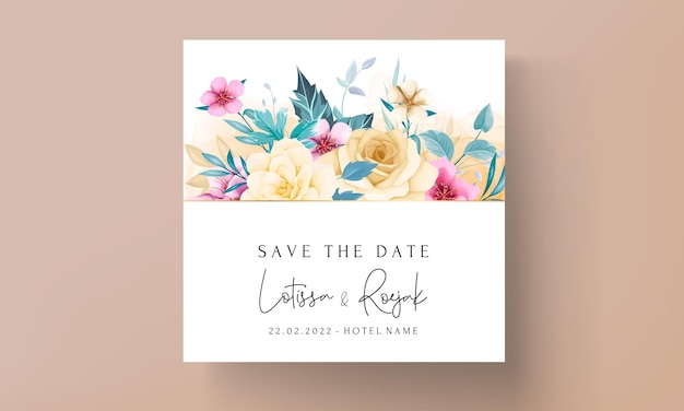 Diseño floral elegante de la invitación de la boda del dibujo de la mano