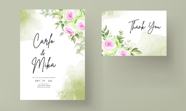 Diseño floral floreciente hermoso de la invitación de la boda de la flor color de rosa