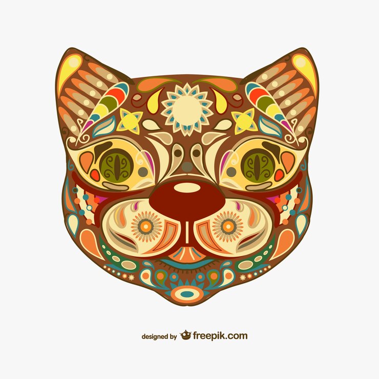 Vector gratuito diseño floral de gato