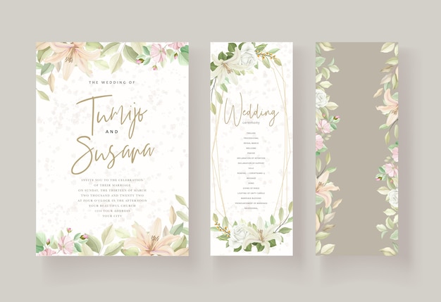 Diseño floral de plantilla de tarjeta de boda