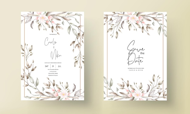 Vector gratuito diseño floral de la tarjeta de boda de la vendimia