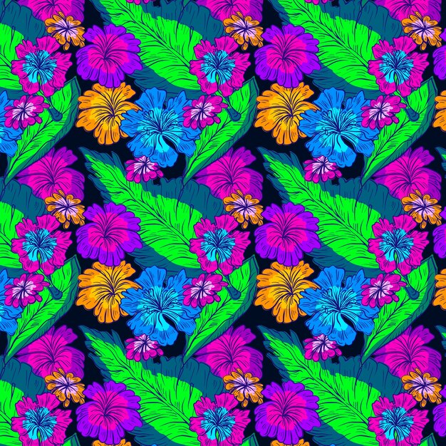 Vector gratuito diseño floral tropical de colores dibujado a mano