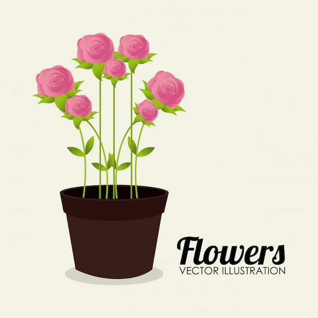 Diseño de flores de color beige ilustración