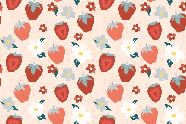 Diseño de flores y frutas dibujadas a mano