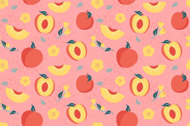 Diseño de flores y frutas dibujadas a mano