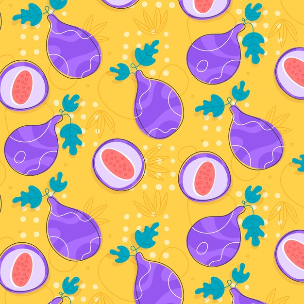 Diseño de flores y frutas dibujadas a mano