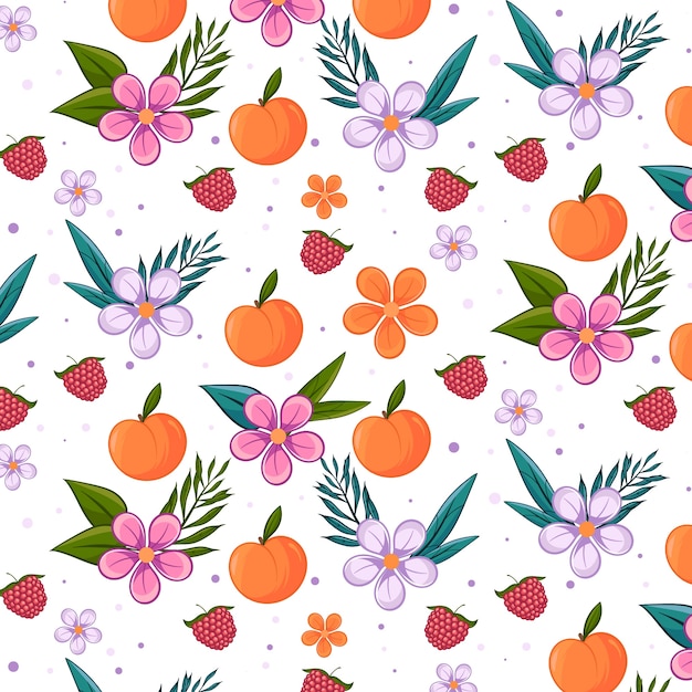 Vector gratuito diseño de flores y frutas dibujadas a mano